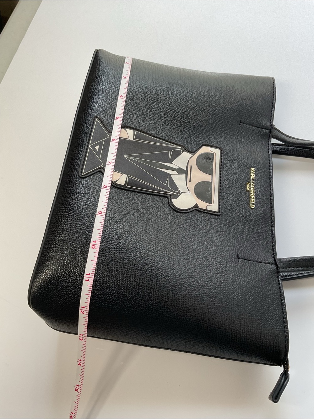 Karl Lagerfeld Paris Black Tote Bag K/Ikonik Logo Pebbled Leather Large - Picture 10 of 12